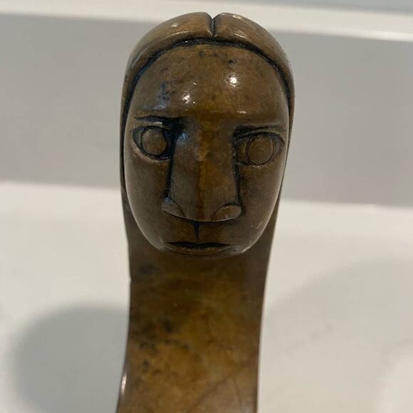 VTG Eunice Henry 'Husband and Wife" Soapstone Carved Small Sculpture MCM Signed - Picture 2 of 10